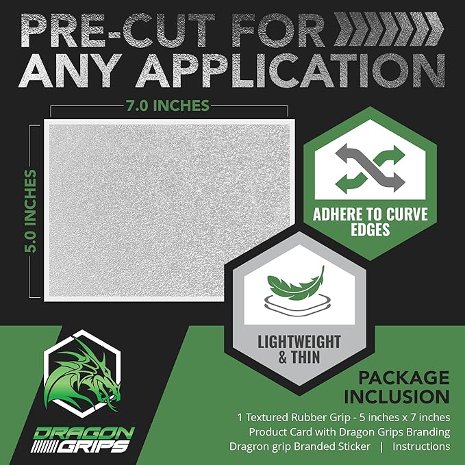 Dragon Grips 5x7 Clear Grip Tape Decal Stickers for iPhone Tablet Computer Textured Silicone Rubber Traction Adhesive Great for Gaming Mouse Controllers and RC Vehicle Controls (Clear)-2 pk