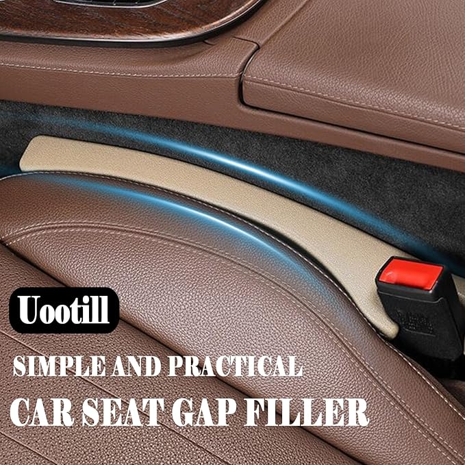 Car Seat Gap Filler Set of 2,Seat Gap Organizer, No Drop Seat Guard,Car Seat Accessories,Drop seat Gap fillers Between Seat and Console Stop Things from Dropping (Beige)