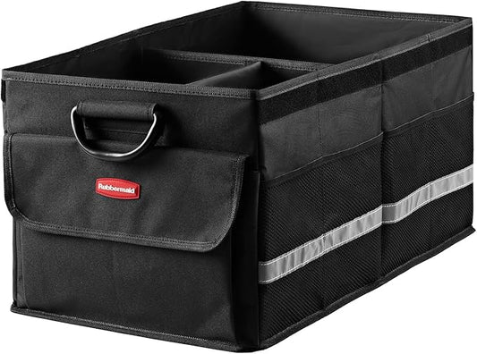 Rubbermaid Car Organizer, Collapsible Trunk Organizer, Multi-Compartment Car Storage Organization for Car Accessories, 3 Compartments With Cover, 23.23"*12.99"*11.81"