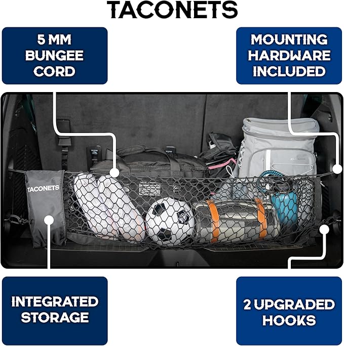Envelope Cargo Net for Suburban | Tahoe | Yukon/XL | Escalade/ESV - Fits 2015-2025 - Upgraded 5mm Bungee - Integrated Storage Bag - Heavy Duty Hooks - Designed in USA