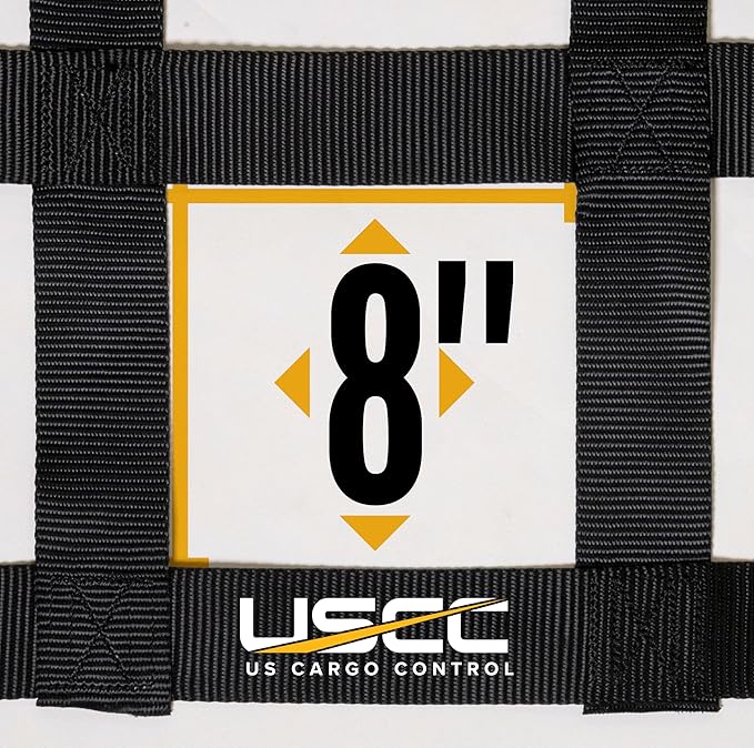 US Cargo Control E Track Cargo Nets for Trailers 82" x 82" (3-Pack), Adjustable Heavy Duty Cargo Net with Cambuckles for E-Track and X-Track Systems, 8" x 8" Holes, Use in Trailers and Box Trucks