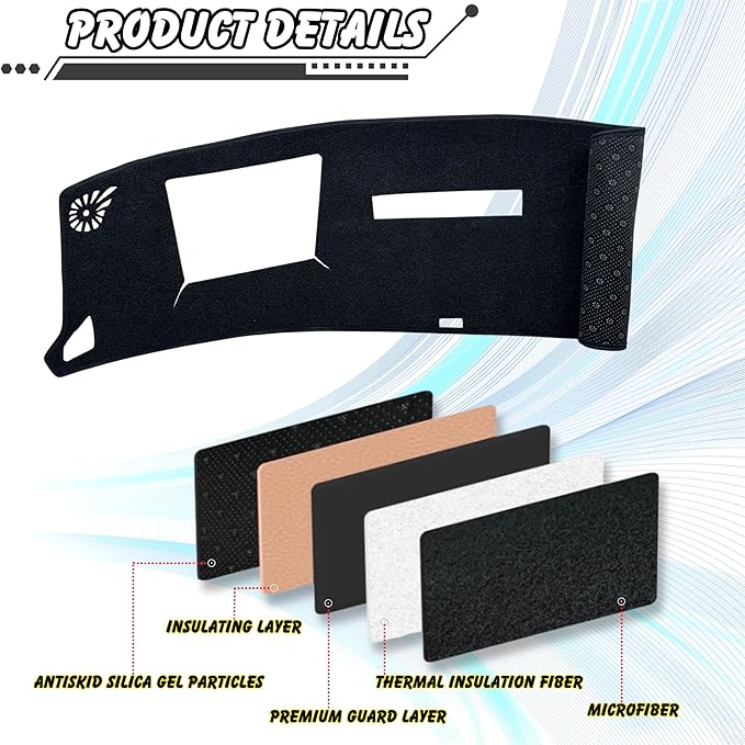 Non-Slip Dash Cover Dashboard Cover Mat Custom Fit Center Console Cover Sunshield Protector Pad Compatible with Nissan Ariya 2023 2024 2025 Accessories Pad (（with HUD）)