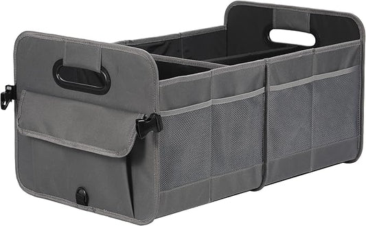 Car Trunk Organizer Car Storage Organizer Collapsible Multi Compartment Car Organizer Adjustable Straps Car Organizer for SUV(Gray)