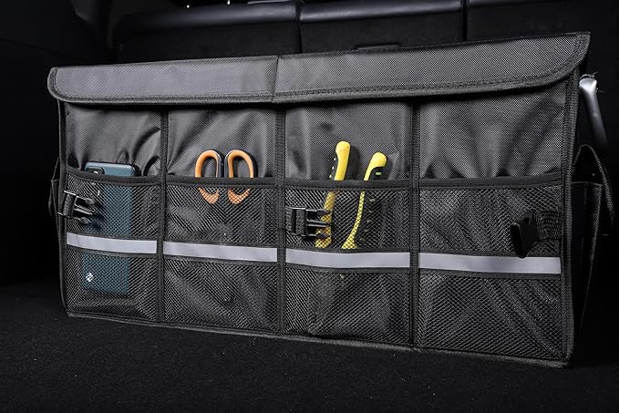 Collapsible Multi Compartment Car Trunk Organizer,SUV Trunk Organizer, suitable for Car Accessories Interior for Women and Men (JB-06)