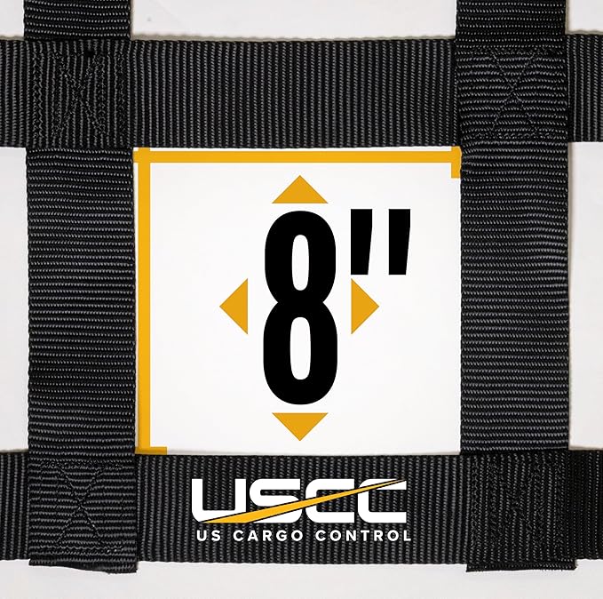 US Cargo Control E Track Cargo Net for Trailer 82" x 42", Adjustable Heavy Duty Cargo Net with Cambuckles for E-Track and X-Track Systems, 8" x 8" Holes, Use in Enclosed Trailers, Box Trucks, Garages